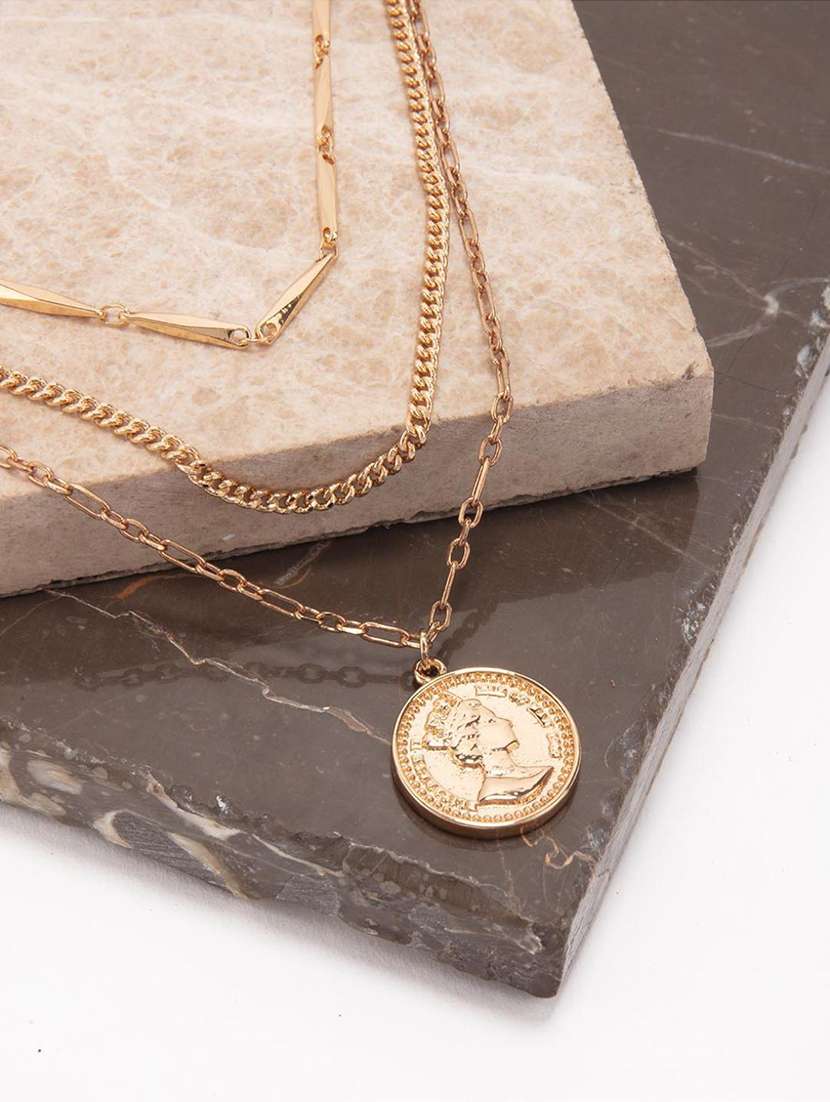 gold metal long necklace