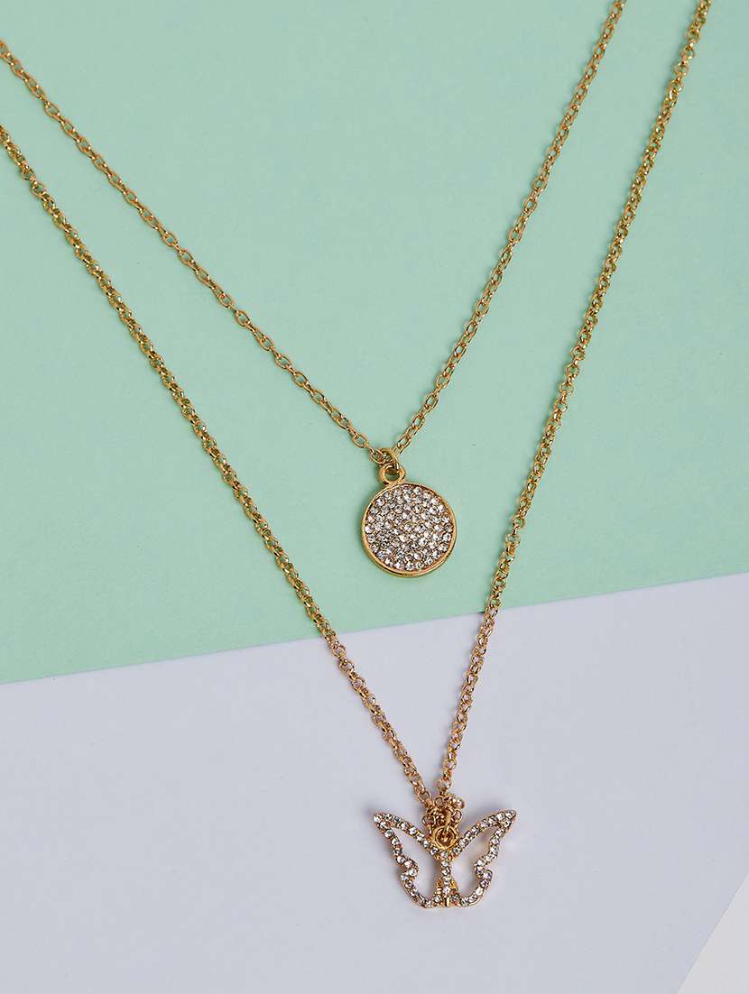 gold metal long necklace