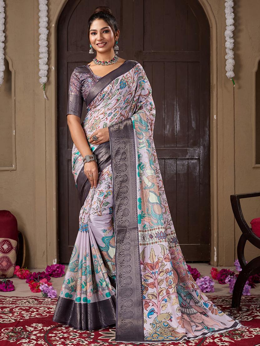 women printed bordered saree with blouse - 21240060 - Zoom Image - 0