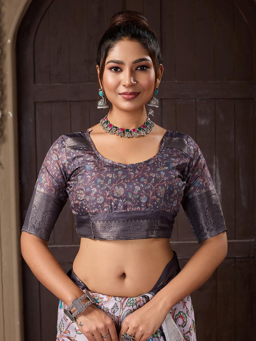 women printed bordered saree with blouse - 21240060 - Standard Image - 2
