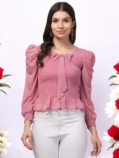 women puff sleeve solid peplum top - 21241250 -  Standard Image - 0