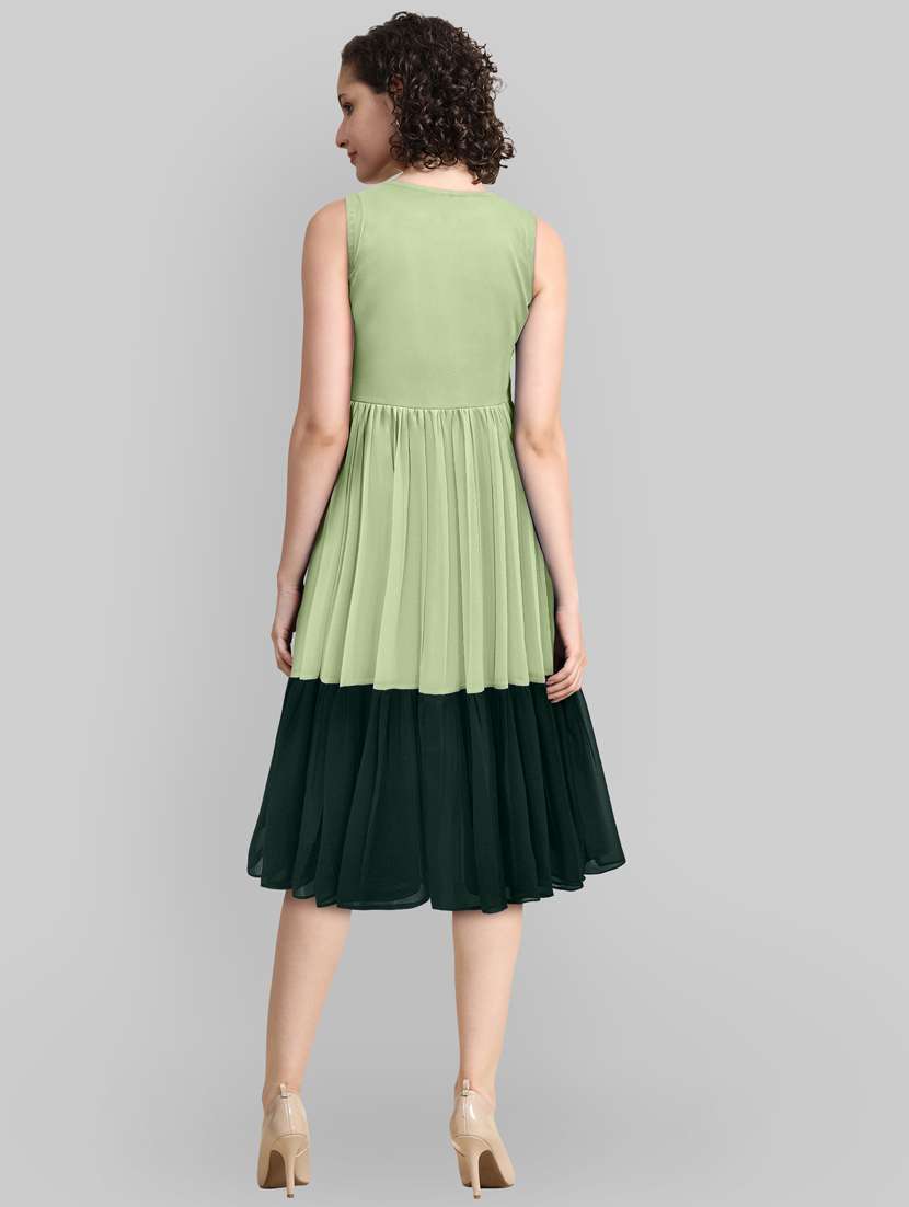 olive georgette fit & flare dress - 21241252 - Standard Image - 2