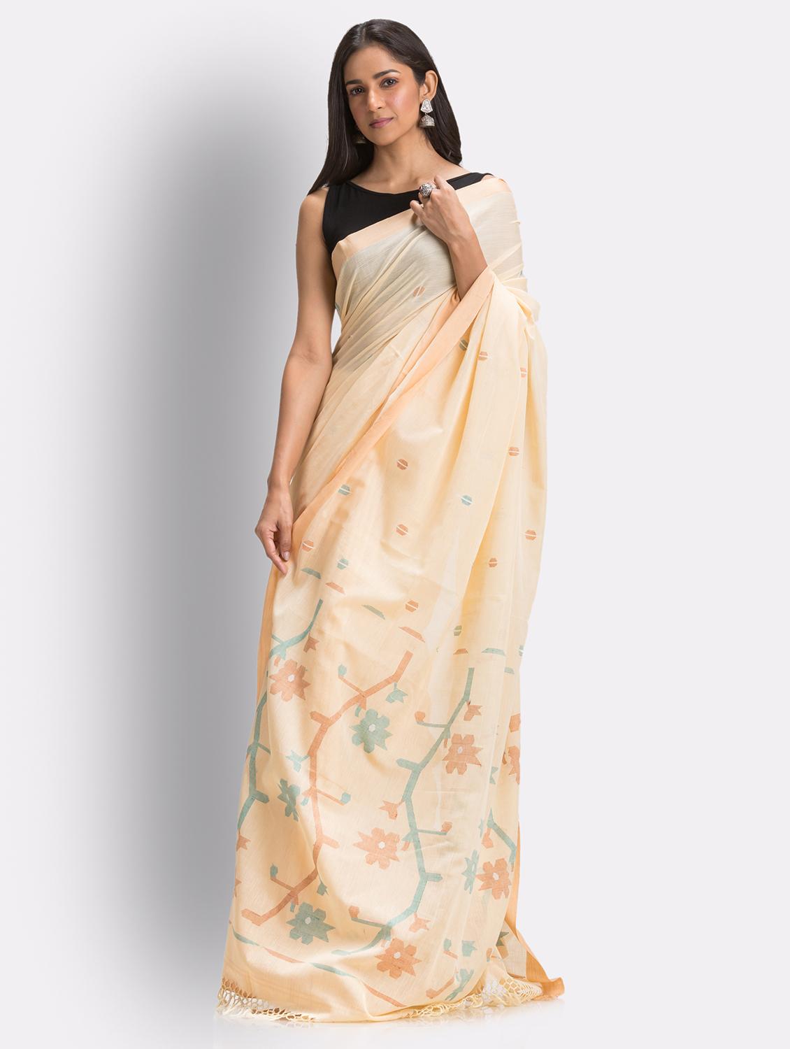 cream handloom saree with blouse - 21241991 - Standard Image - 2