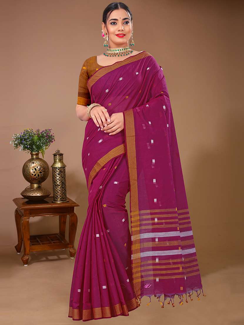women self design handloom saree with blouse