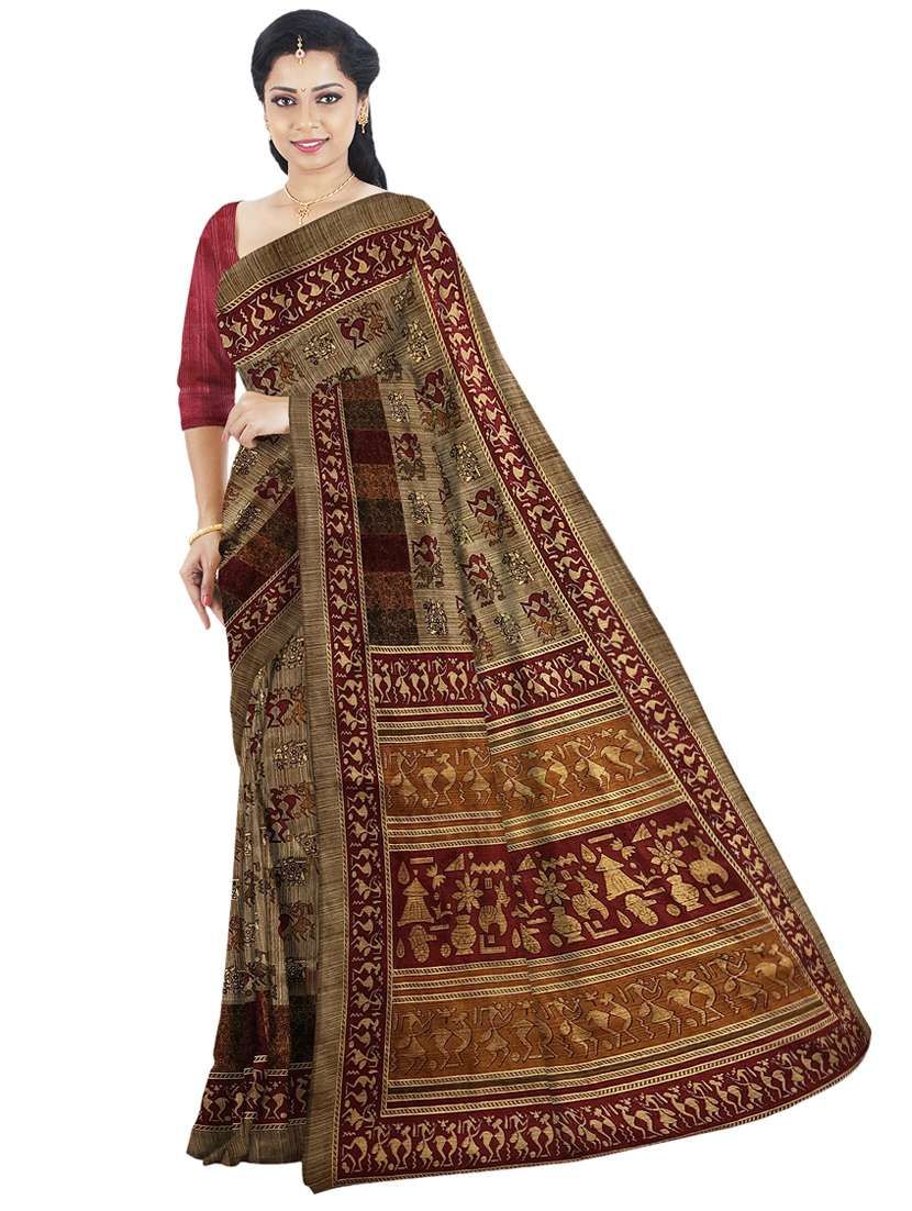 women multi color printed saree with blouse