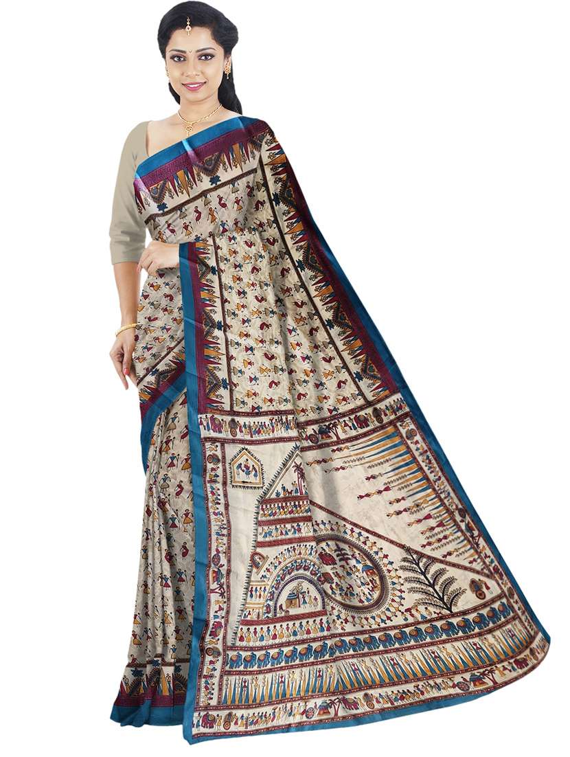 women multi color printed saree