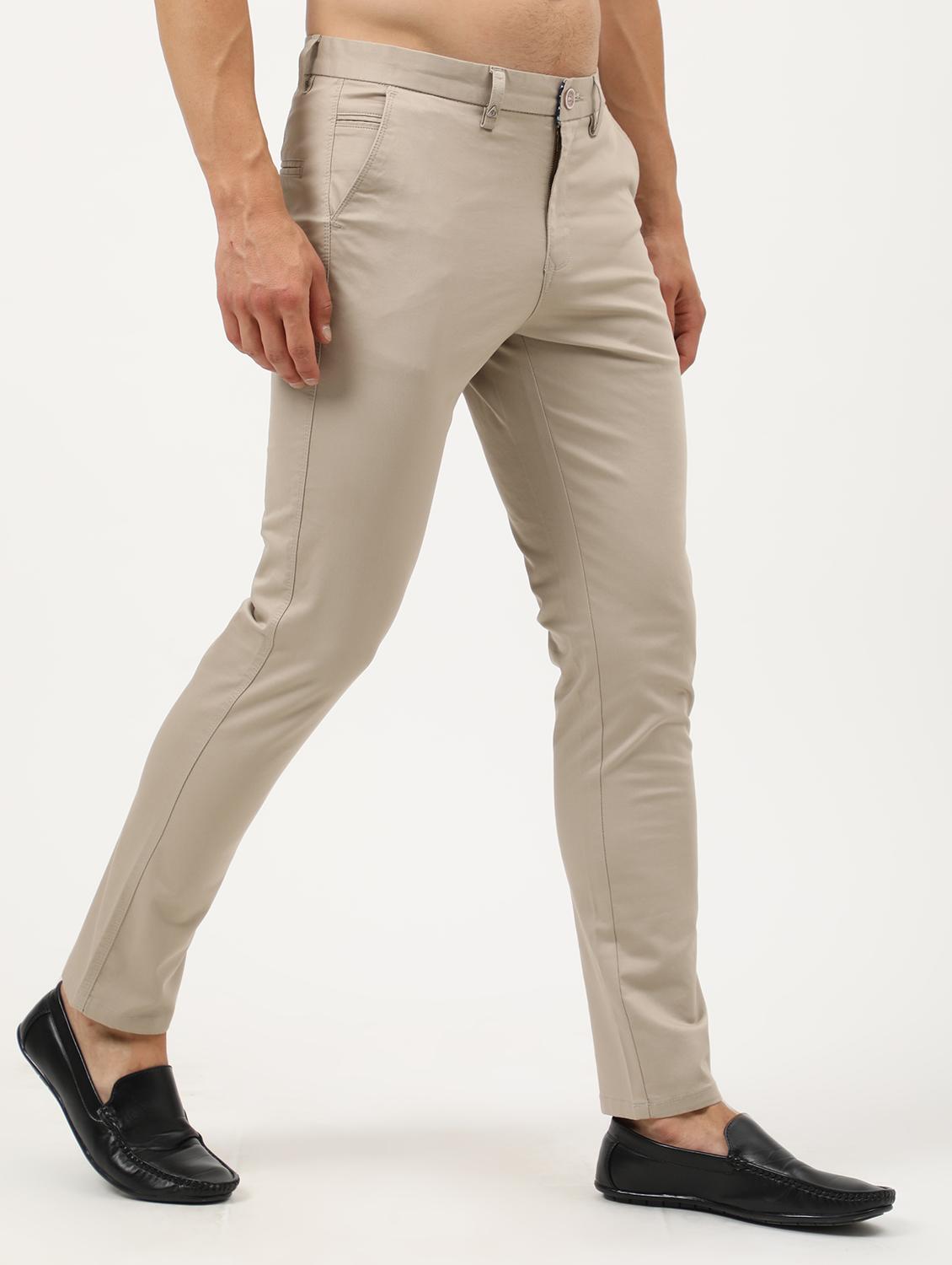 men solid cotton chinos casual trouser - 21242446 - Standard Image - 2