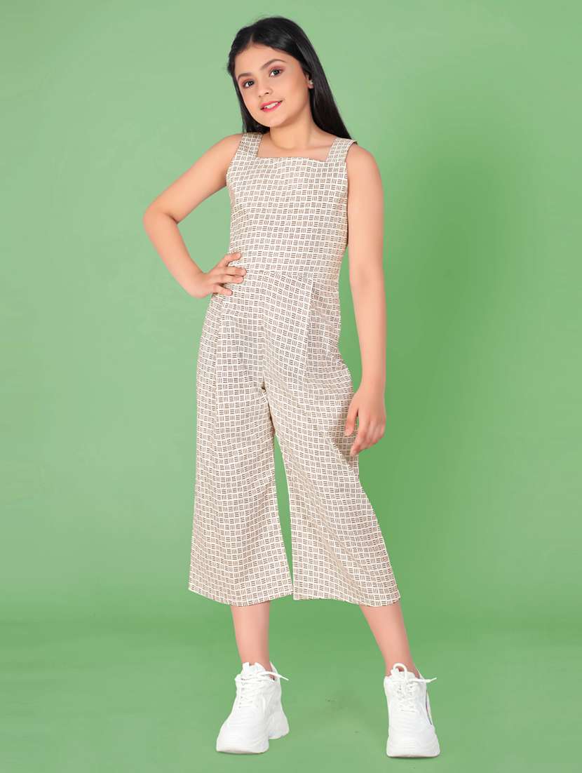 girls printed full length jumpsuit
