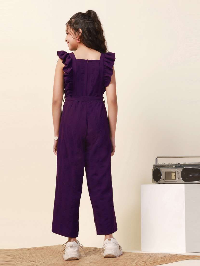 girls solid full length jumpsuit - 21242809 -  Standard Image - 2