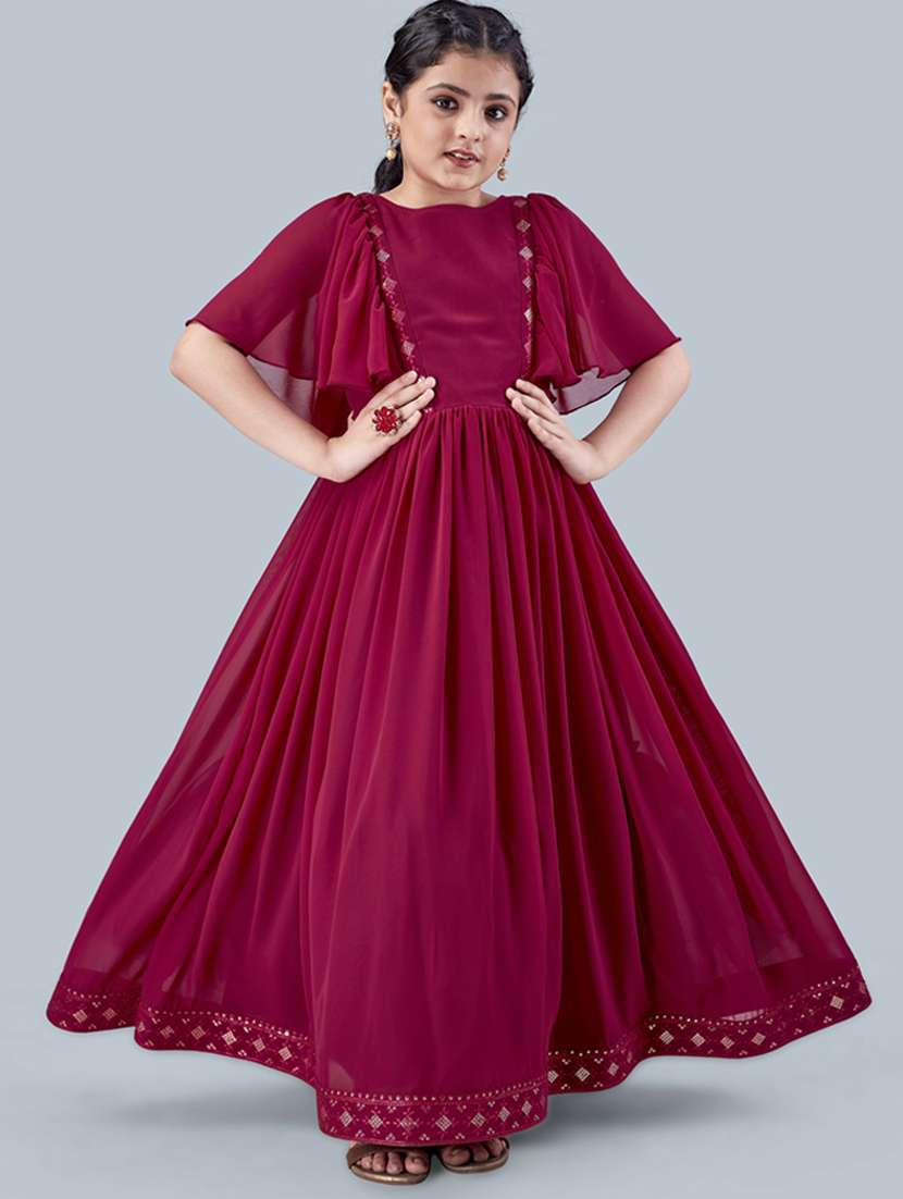 maroon georgette party gown