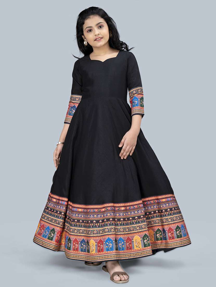 black crepe party gown