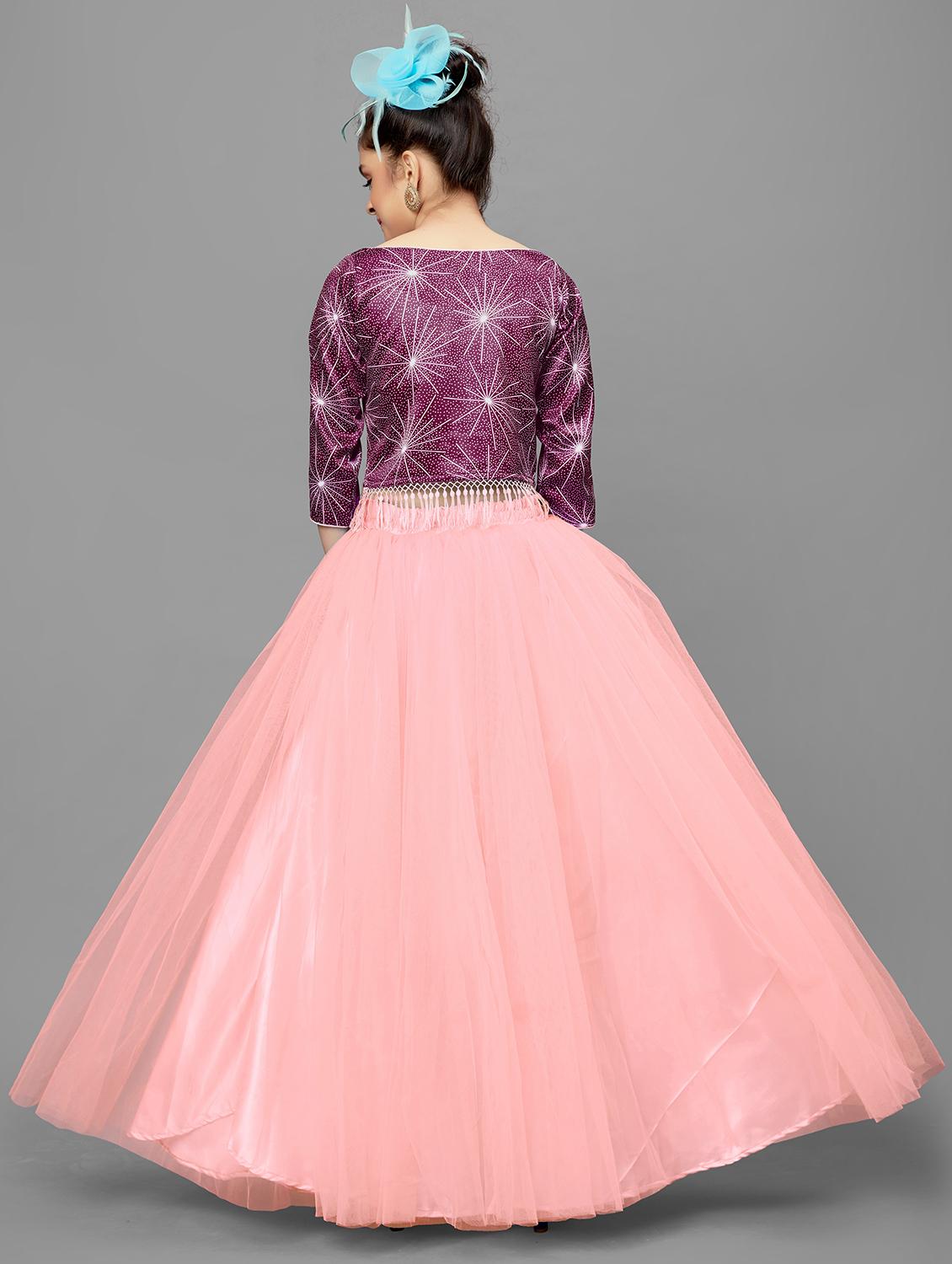 girls printed boat neck lehenga choli - 21243574 - Standard Image - 2
