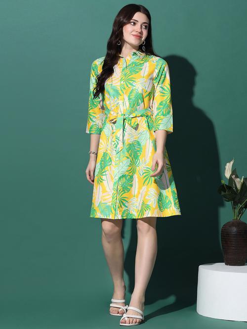 yellow polyester aline dress - 21243872 -  Standard Image - 0