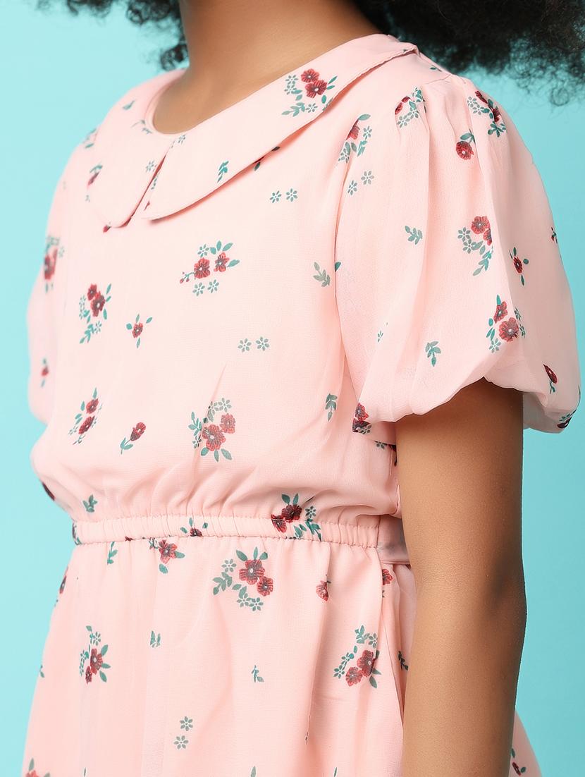 girls peach floral printed frock - 21244231 - Standard Image - 7
