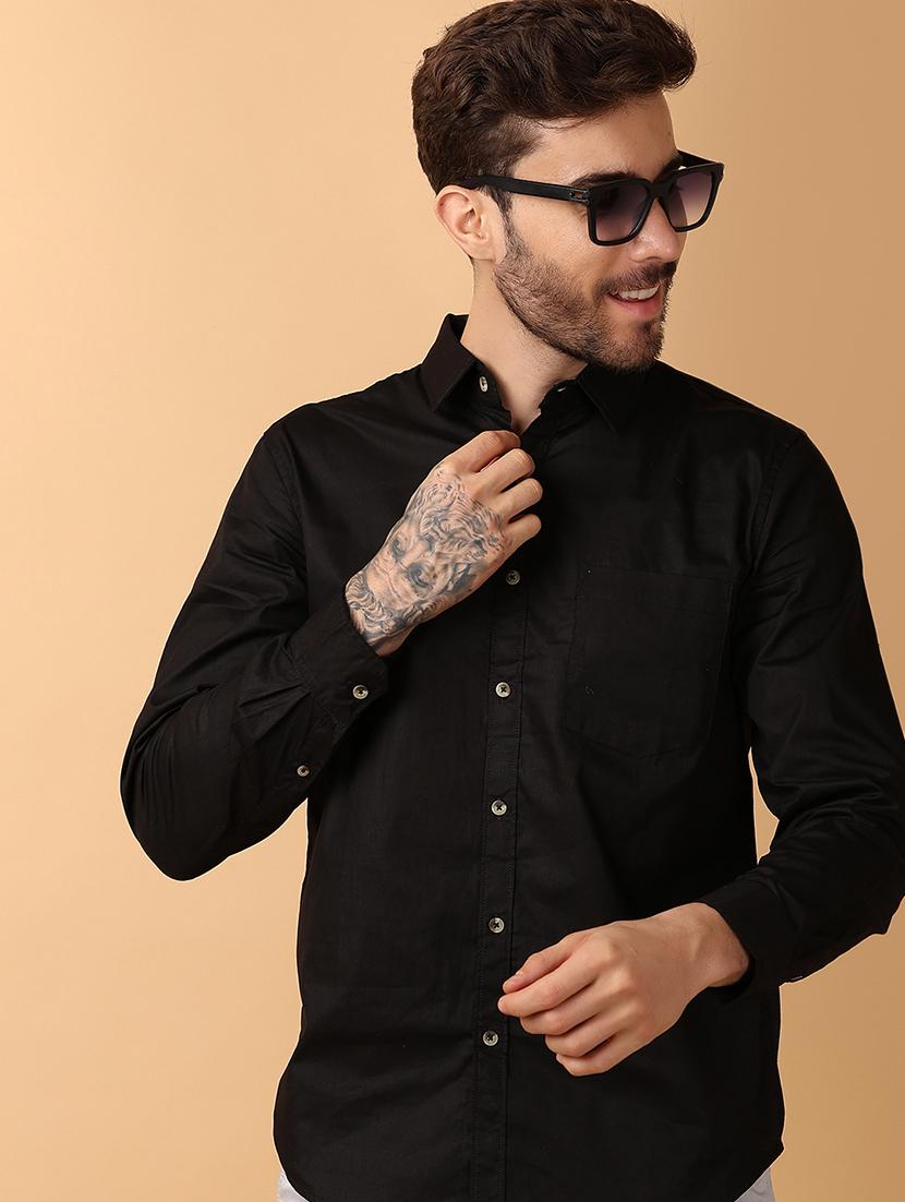 men black regulal fit long sleeves shirt - 21244264 - Standard Image - 2