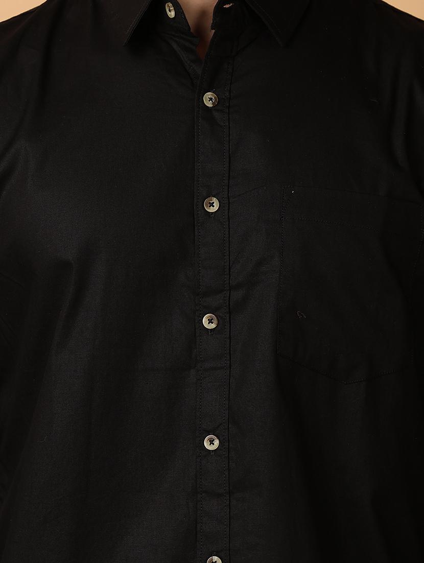 men black regulal fit long sleeves shirt - 21244264 - Standard Image - 7
