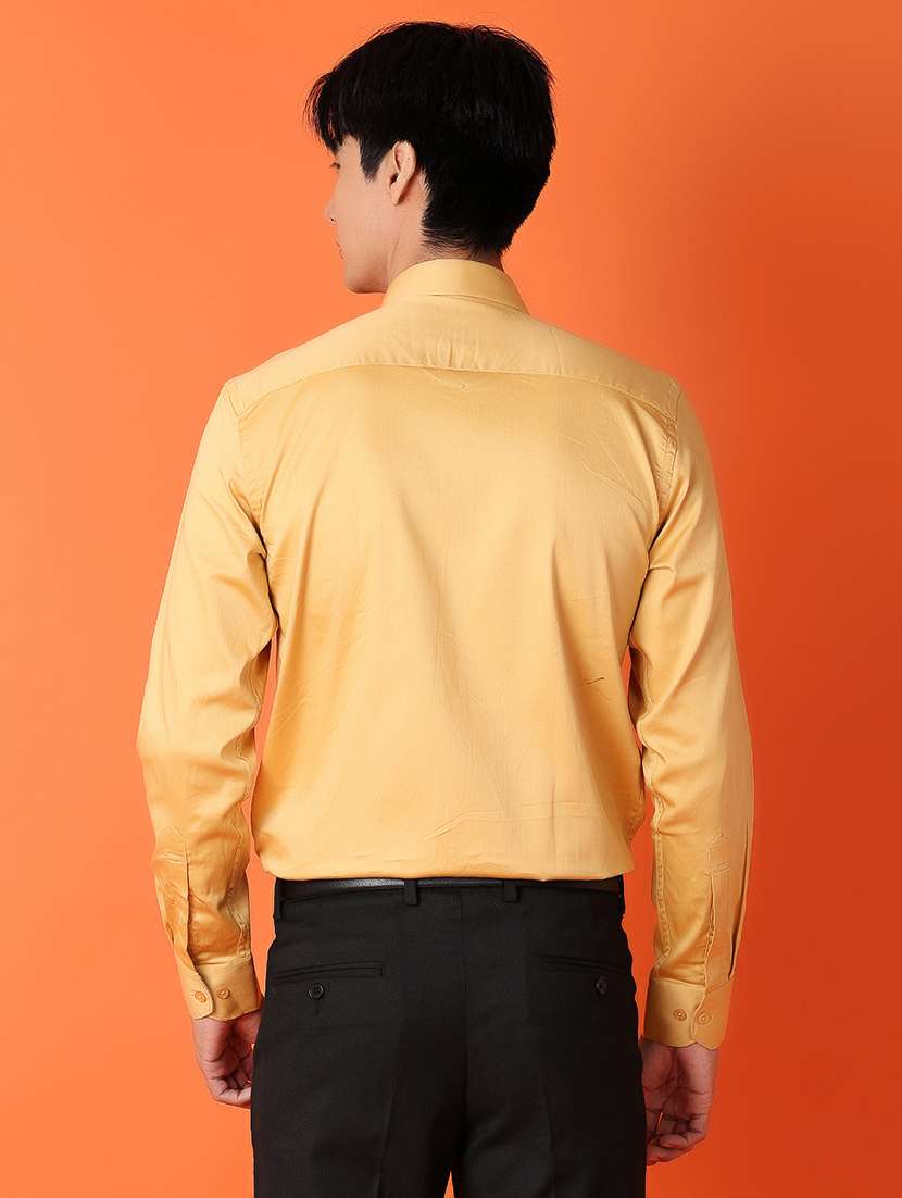men mustard solids formal shirt - 21244277 -  Standard Image - 2