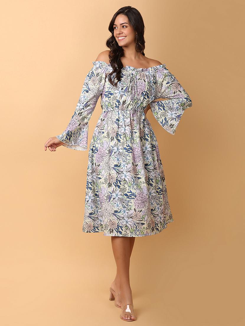 women printed off shoulder dress - 21244316 -  Zoom Image - 0