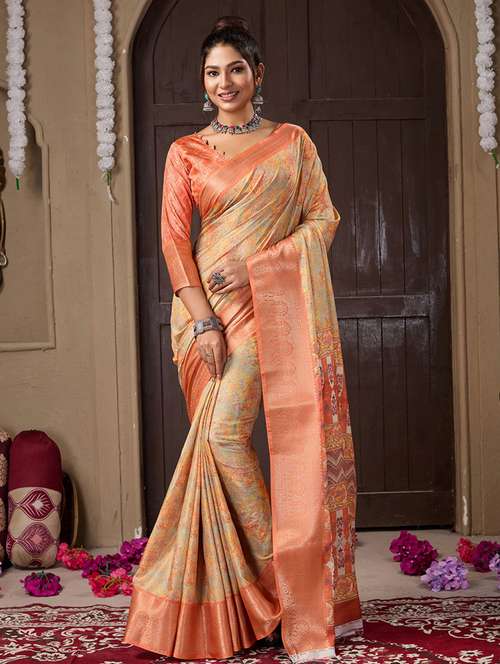 women printed bordered saree with blouse - 21244408 -  Standard Image - 0