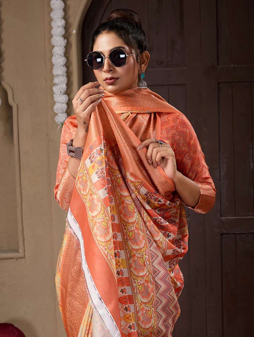 women printed bordered saree with blouse - 21244408 -  Standard Image - 2