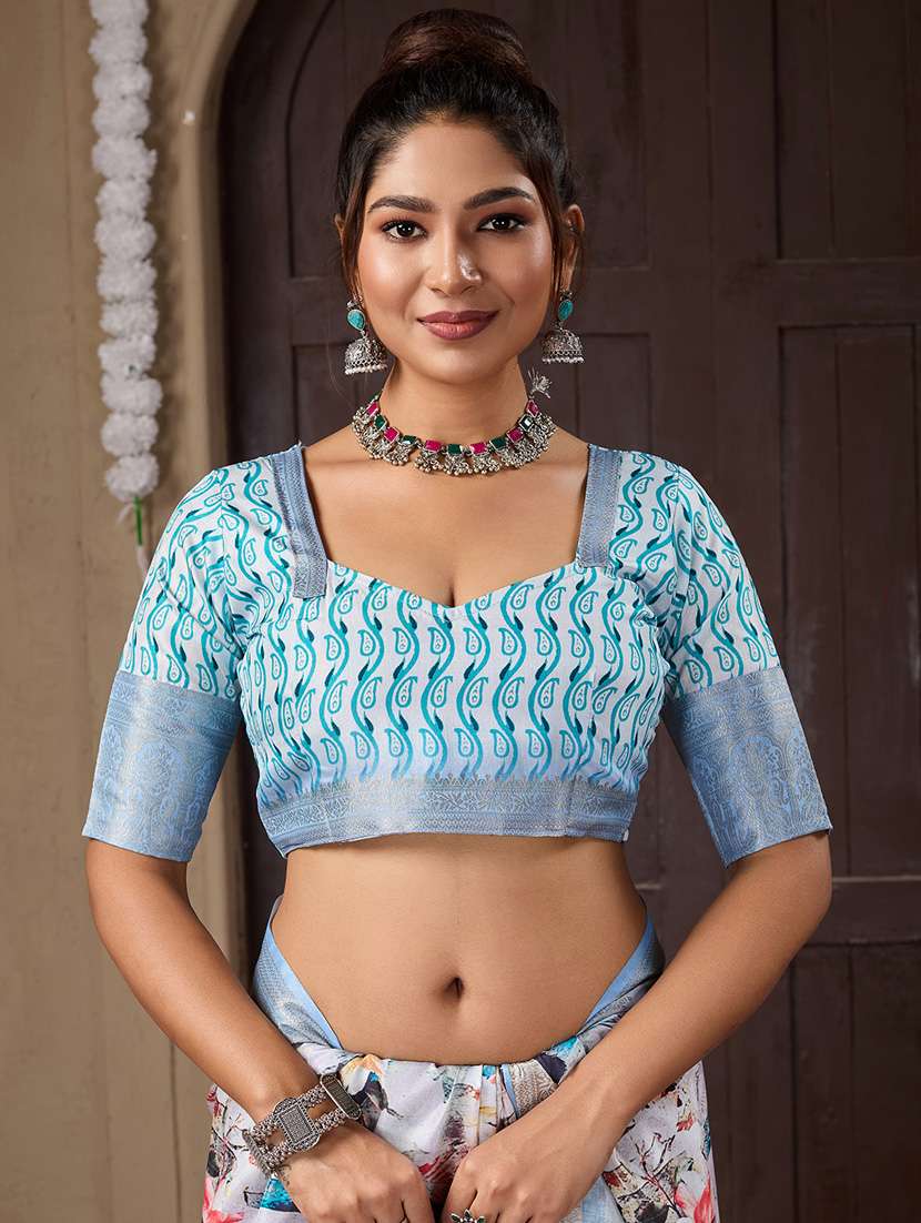 women printed bordered saree with blouse - 21244409 -  Standard Image - 2