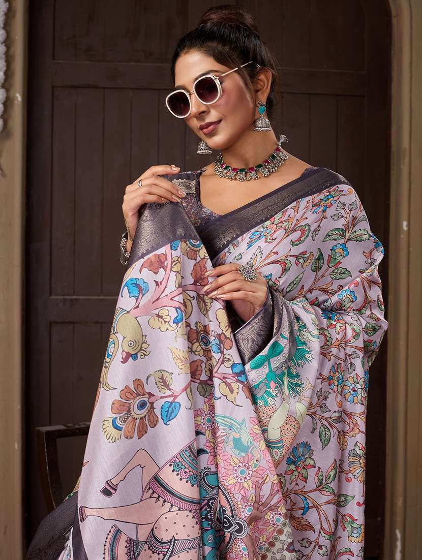 women printed bordered saree with blouse - 21244410 - Standard Image - 2