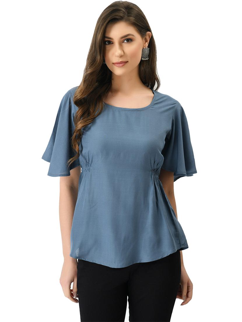 blue solid regular top - 21244684 -  Zoom Image - 0
