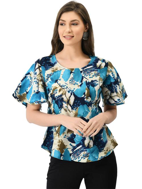 blue crepe regular top - 21244686 - Standard Image - 0