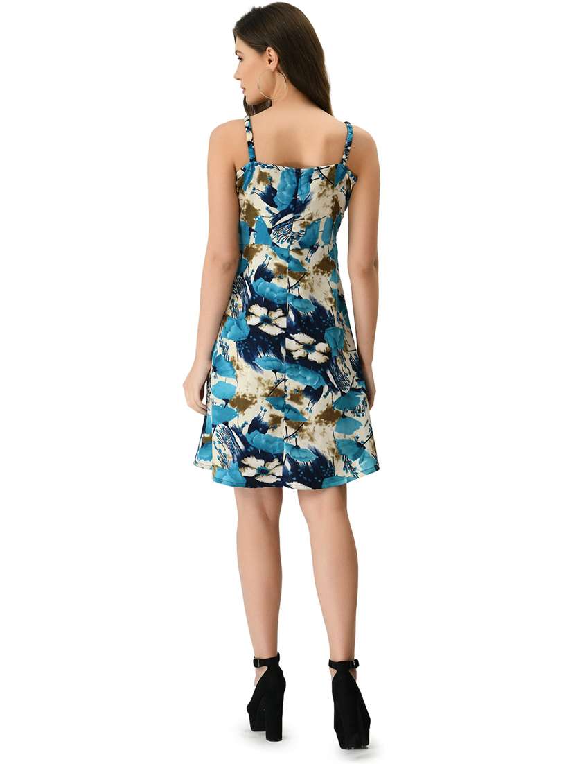 blue printed a-line dress - 21244695 - Standard Image - 2