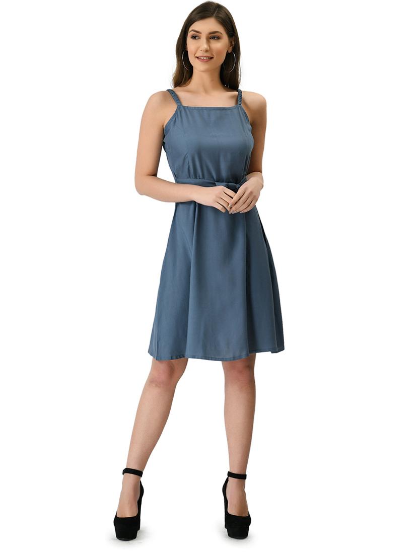 women sleeveless solid  a-line dress - 21244699 -  Zoom Image - 0