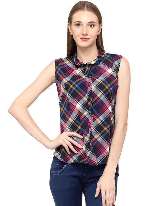 blue checkered regular shirt - 21244709 - Standard Image - 0