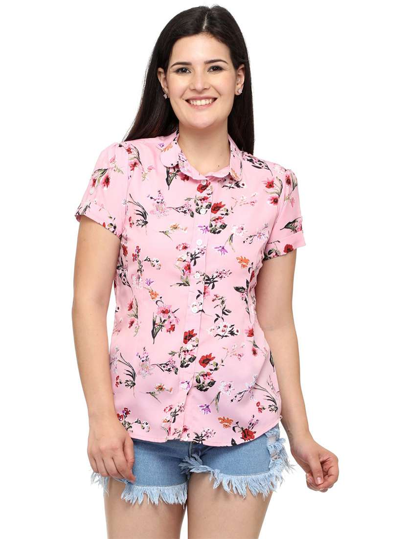 pink floral print regular shirt - 21244713 - Zoom Image - 0