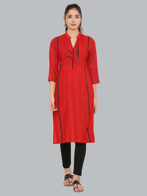 women three quarter sleeve printed kurta - 21244716 -  Standard Image - 0