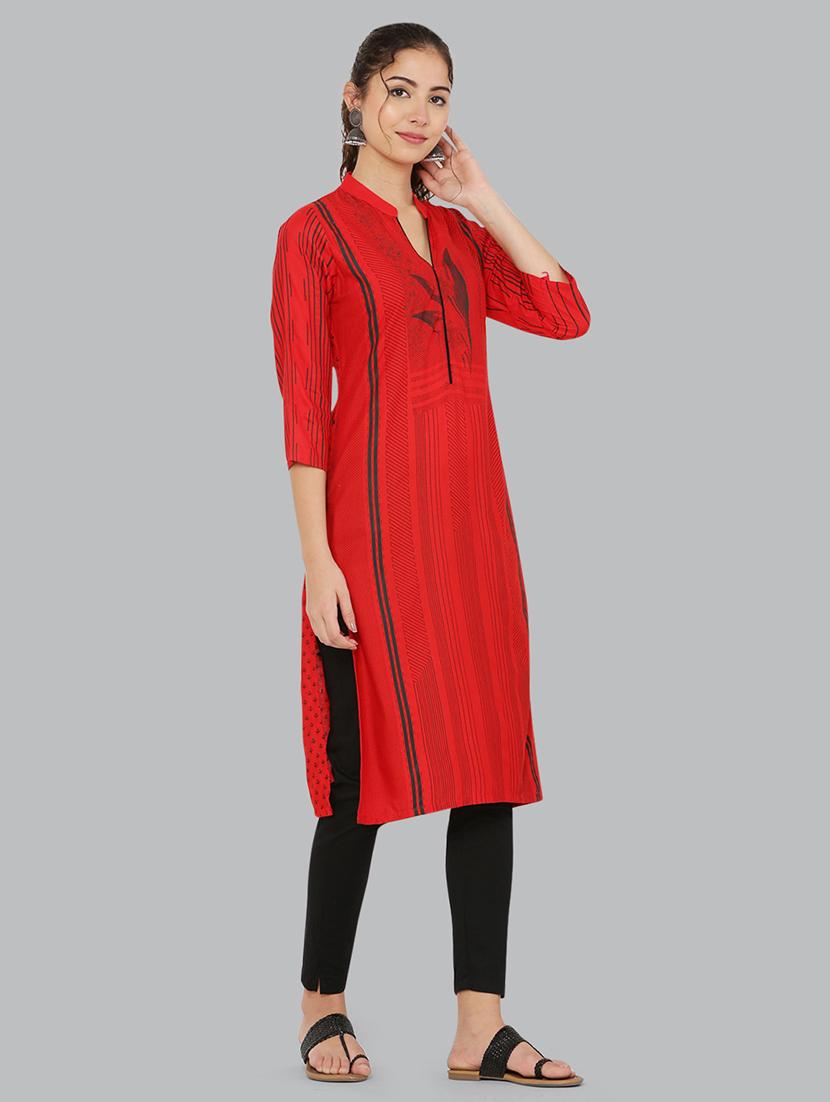 women three quarter sleeve printed kurta - 21244716 - Standard Image - 2