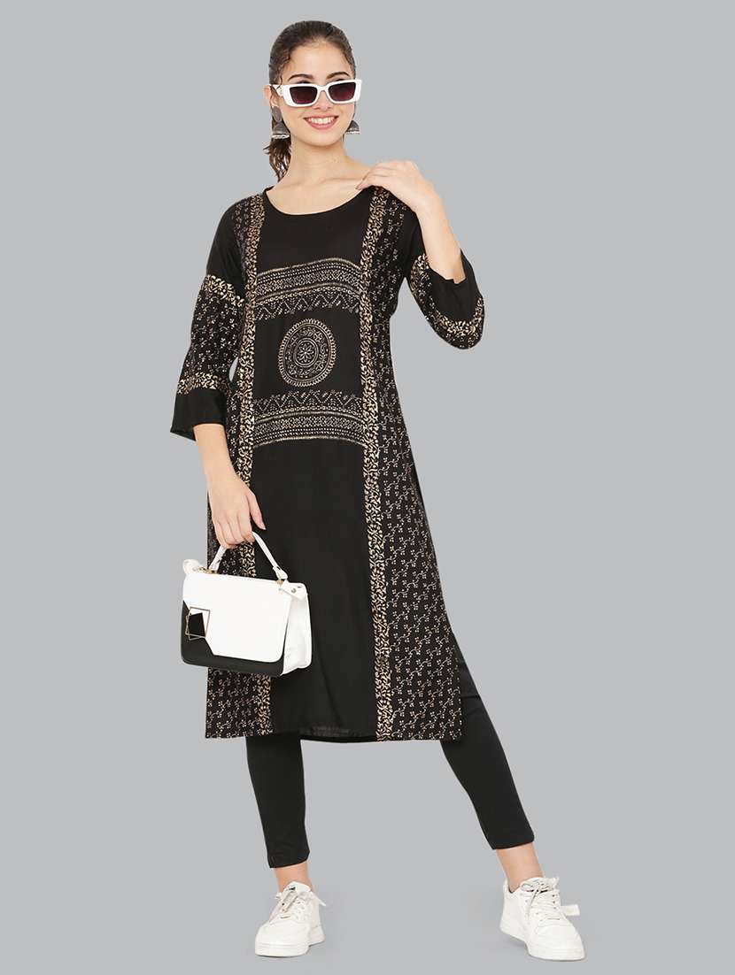women three quarter sleeve printed kurta