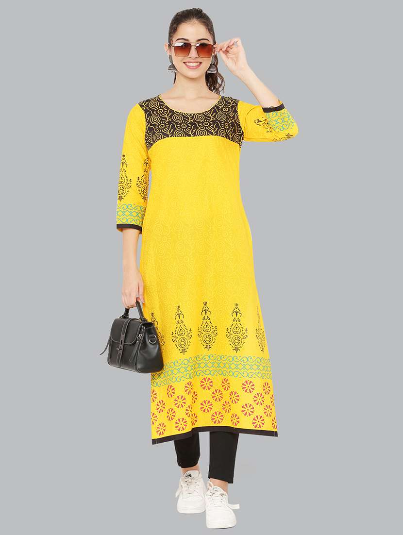 women three quarter sleeve printed kurta