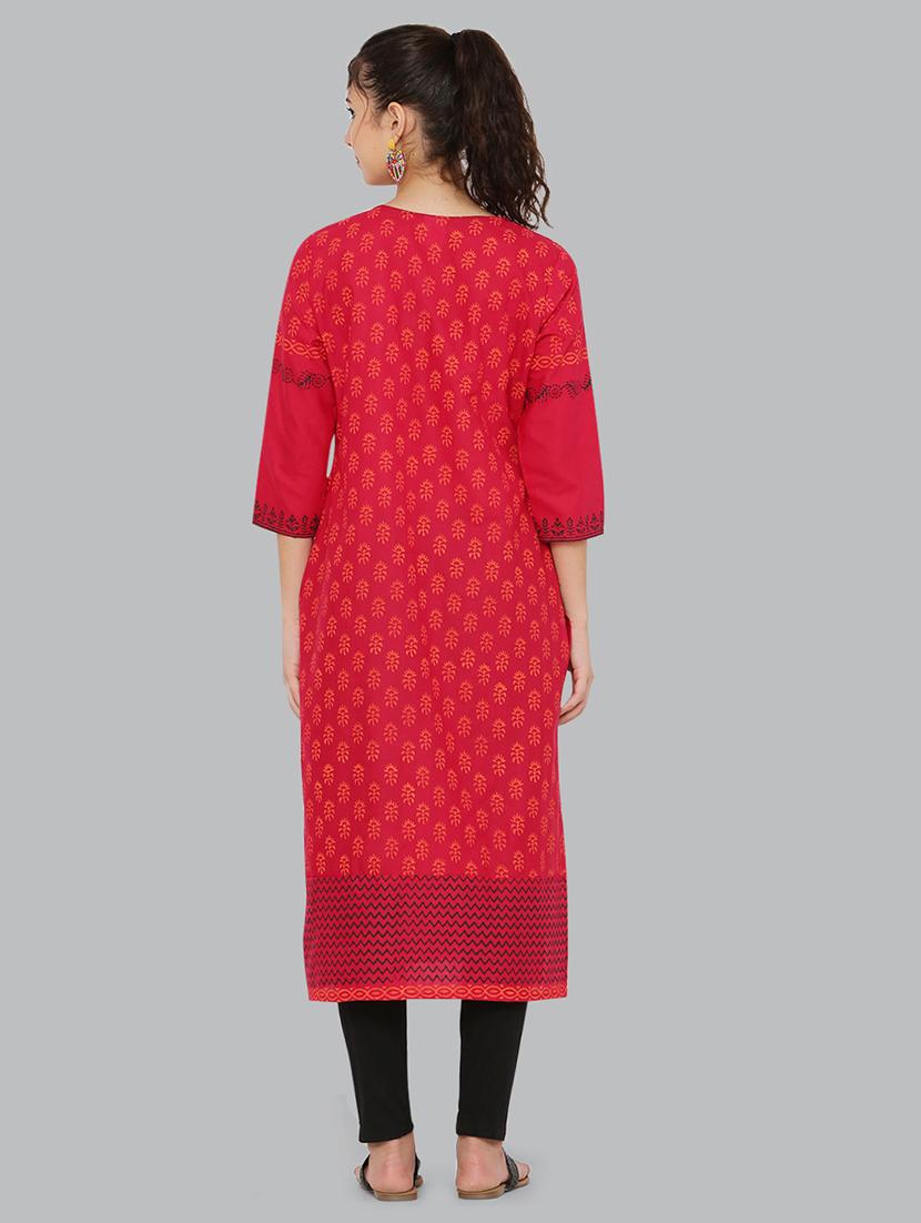 women three quarter sleeve printed kurta - 21244720 - Standard Image - 2