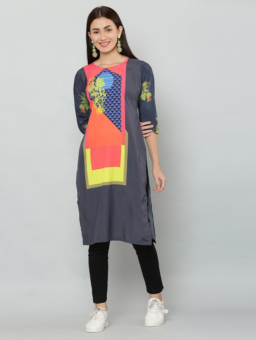 women three quarter sleeve printed kurta - 21244730 - Zoom Image - 0