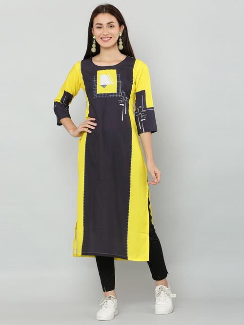 women three quarter sleeve straight kurta - 21244731 - Standard Image - 0
