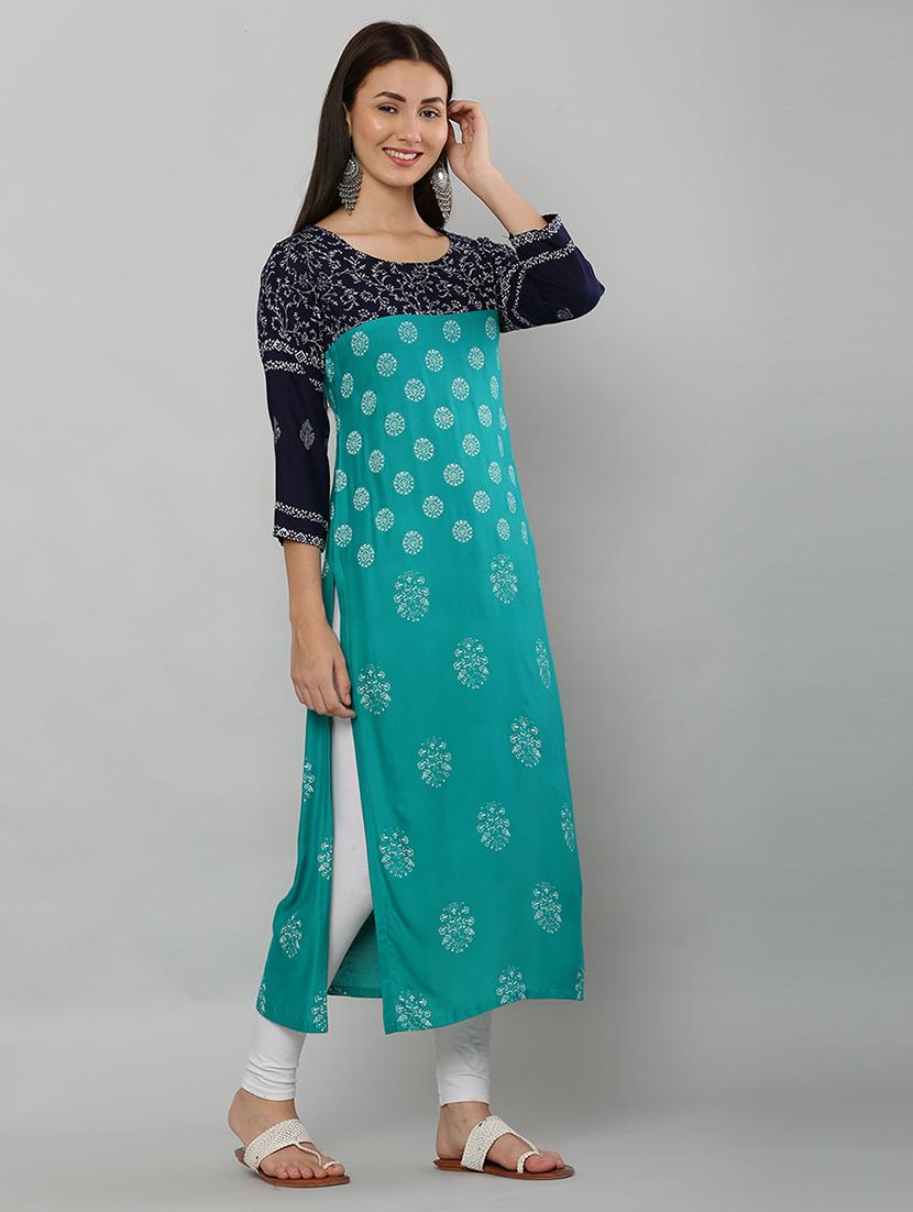 women three quarter sleeve printed kurta - 21244732 - Standard Image - 2