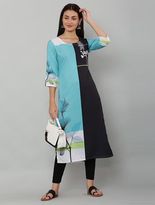 women three quarter sleeve printed kurta - 21244739 - Standard Image - 0