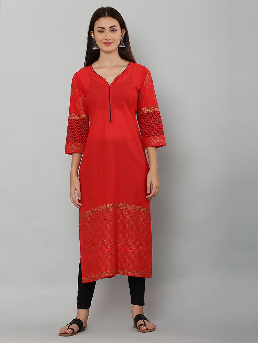 women three quarter sleeve printed kurta - 21244741 - Zoom Image - 0