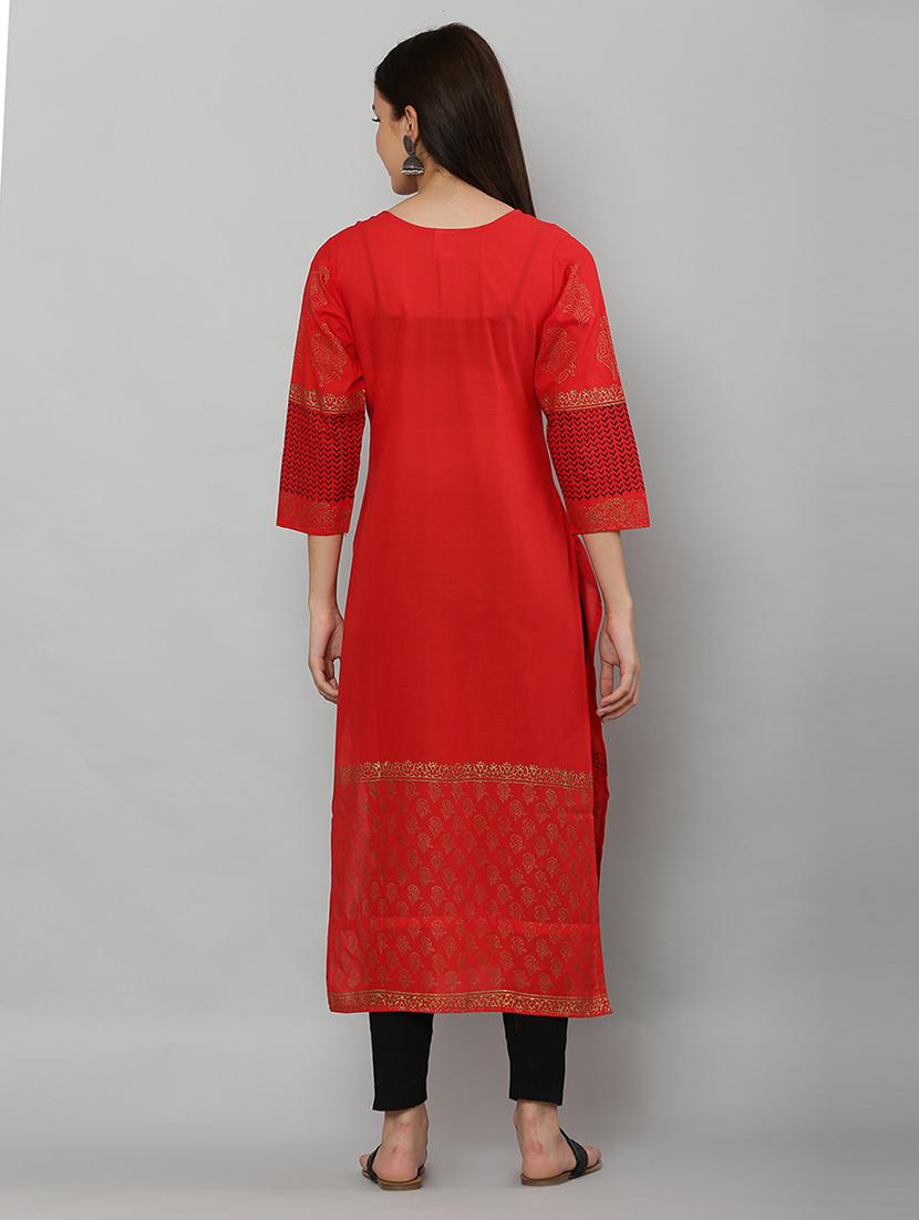 women three quarter sleeve printed kurta - 21244741 - Standard Image - 2