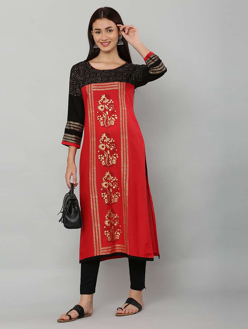 women three quarter sleeve printed kurta - 21244742 -  Zoom Image - 0