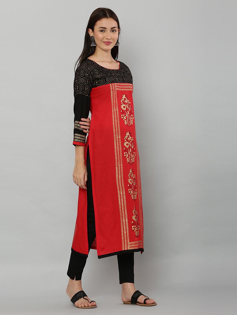women three quarter sleeve printed kurta - 21244742 - Standard Image - 2