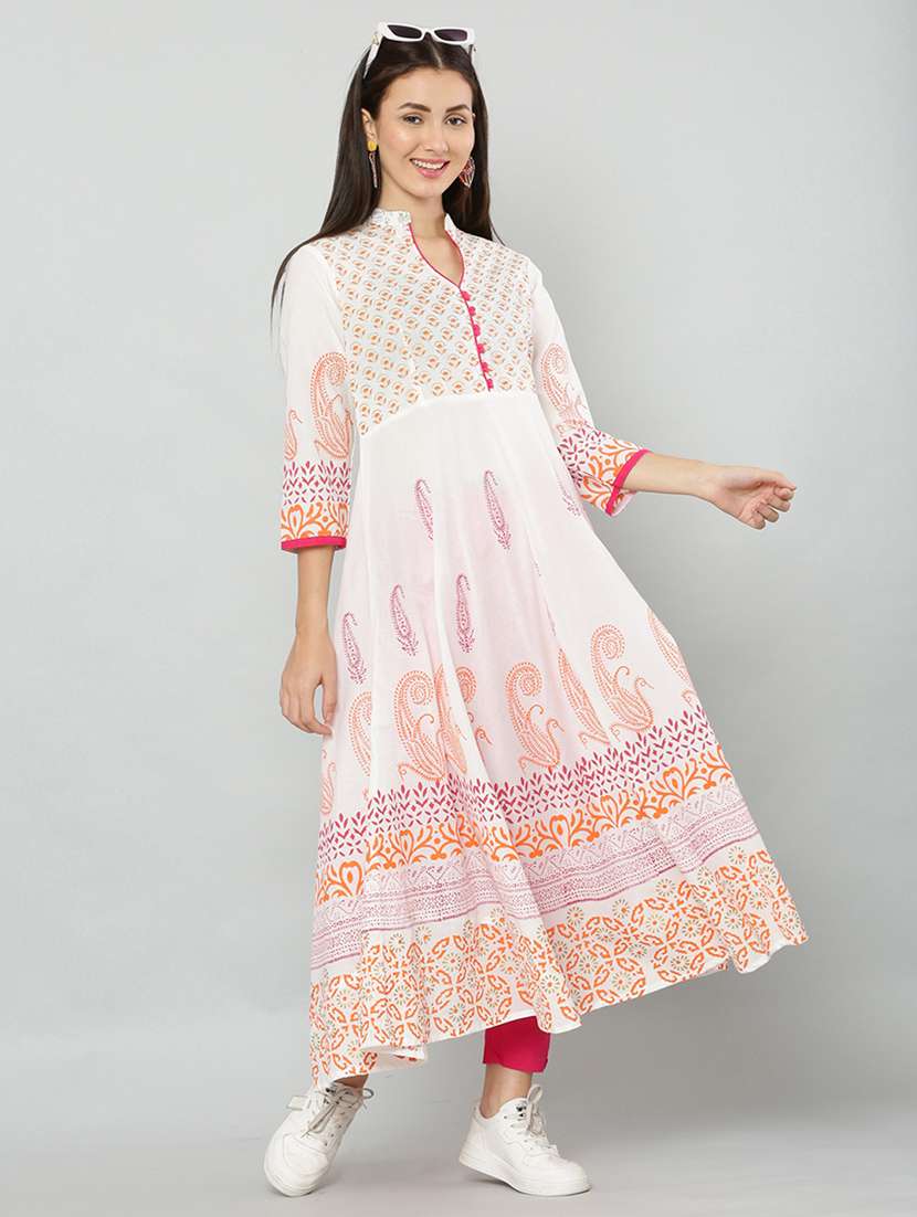 women three quarter sleeve printed kurta