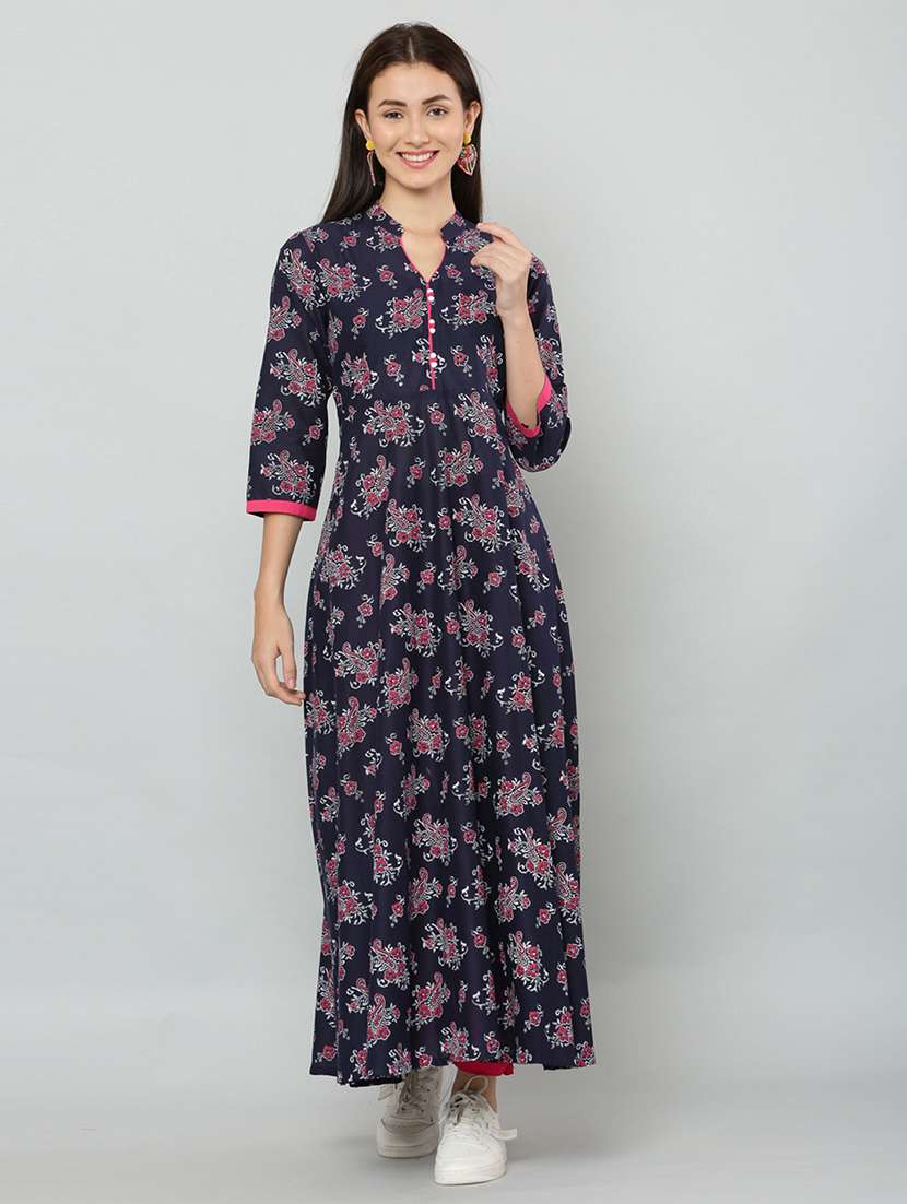 women three quarter sleeve printed kurta