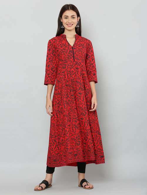 women three quarter sleeve printed kurta - 21244768 - Standard Image - 0