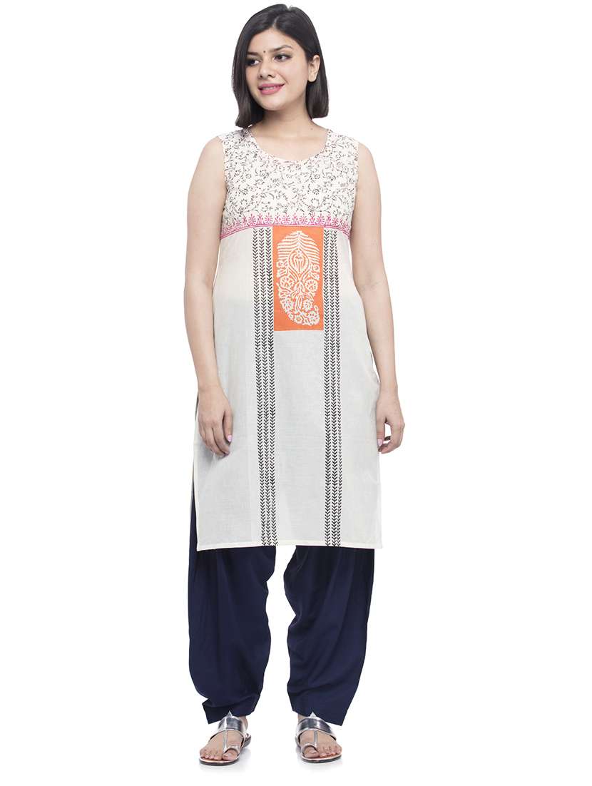 women sleeveless printed kurta