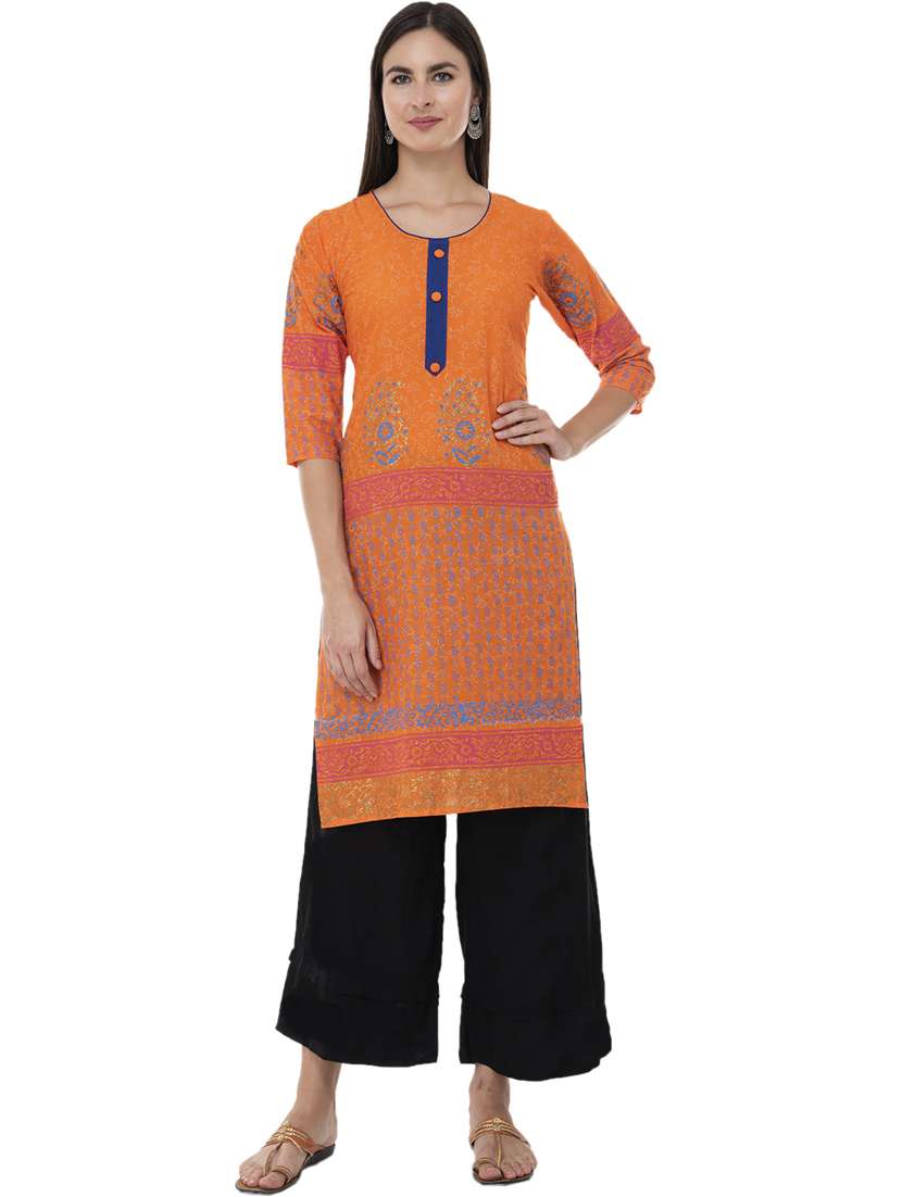 women three quarter sleeve printed kurta